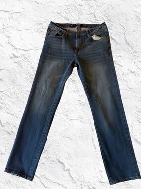 Men's Dark Blue Straight Leg Jeans - Unbranded